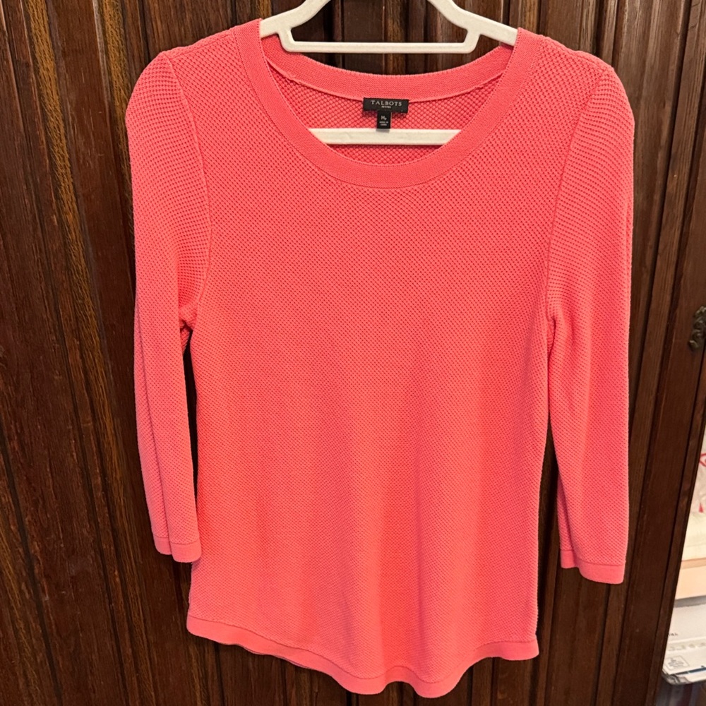 Talbots Coral 3/4 Sleeve Sweater